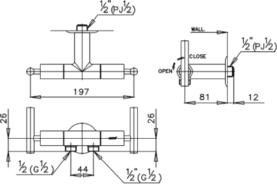 CT173C20(HM) วาล์วเปิด-ปิดน้ำเข้า 1 ออก 2 (สำหรับฝักบัวสายอ่อนและฝักบัวเครื่องทำน้ำอุ่น) รุ่น CROSS