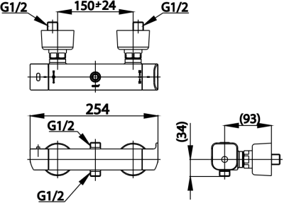 CT2127E ก๊อกผสมยืนอาบน้ำแบบก้านโยก พร้อมวาล์วควบคุมอุณหภูมิ รุ่น SCRICCO