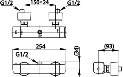 CT2127N ก๊อกผสมยืนอาบน้ำแบบก้านโยก พร้อมวาล์วควบคุมอุณหภูมิ รุ่น SCRICCO