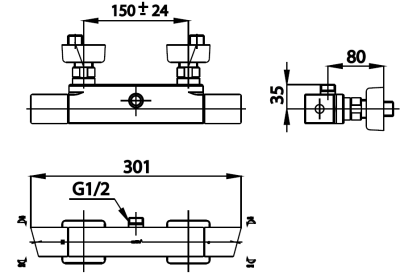 CT2134A ก๊อกผสมยืนอาบ (เกลียวบน) รุ่น SQUARE