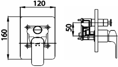 CT2145A วาล์วผสมเปิด-ปิดน้ำแบบก้านโยกชนิดฝังผนัง (ใช้กับCOTTO PROs) รุ่น SCIROCCO