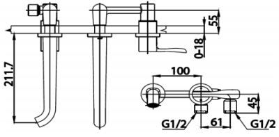 CT2184A ก๊อกผสมอ่างล้างหน้าชนิดติดผนัง รุ่น PATCHWORK
