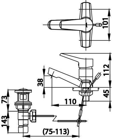 CT2179AE ก๊อกผสมอ่างล้างหน้าเซ็นเตอร์ 4 นิ้ว รุ่น NEXT III