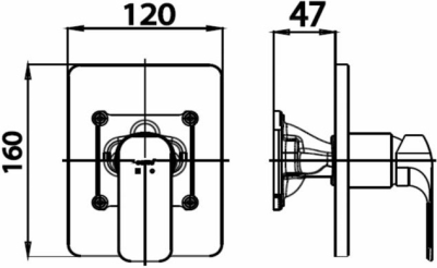 CT2146A#GR วาล์วผสมเปิด-ปิดน้ำแบบก้านโยกชนิดฝังผนัง รุ่น SCIROCCO