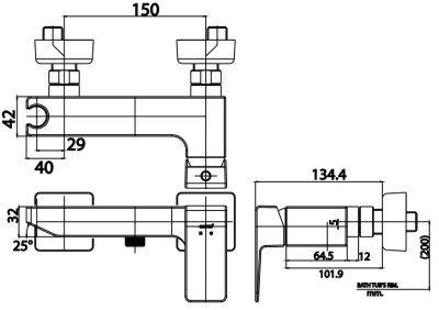 CT2196A#GRM ก๊อกผสมยืนอาบน้ำแบบก้านโยก รุ่น SONATA