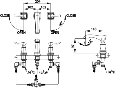 CT2231A ก๊อกผสมอ่างล้างหน้า เซ็นเตอร์ 8 นิ้ว รุ่น EVERETT