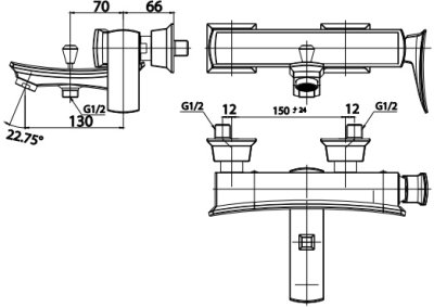 CT2254A#CRG ก๊อกผสมลงอ่างอาบน้ำแบบก้านโยก(สีโครมโรสโกล์ด) รุ่น THANTARA