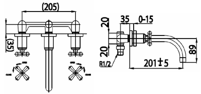 CT237C34WD ก๊อกผสมอ่างล้างหน้าเซ็นเตอร์ 8 นิ้ว รุ่น REMINISCENCE