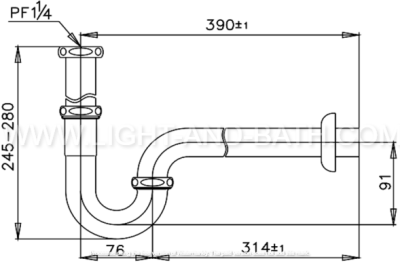 CT683AX(HM) ท่อน้ำทิ้งอ่างล้างหน้ารูปตัวพี ยาว 39 ซม.