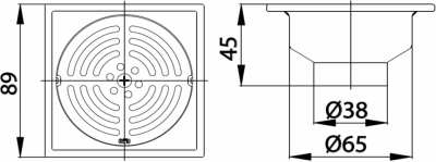 CT640Z1PN(HM) ตะแกรงกันกลิ่นสเตนเลสเหลี่ยมติดตั้งกับท่อพีวีซีขนาด 1.5-2.5 นิ้ว (หน้าแปลน 3.5 นิ้ว)