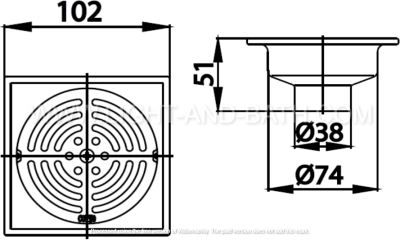 CT640Z2(HM) ตะแกรงกันกลิ่นสเตนเลสเหลี่ยมติดตั้งกับท่อพีวีซีขนาด 3 นิ้ว (หน้าแปลน 4 นิ้ว)