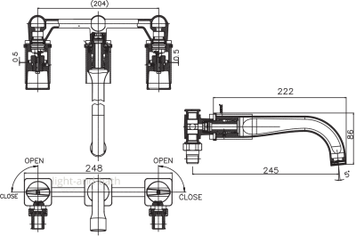 CT2283C46 ก๊อกผสมอ่างล้างหน้าเซ็นเตอร์ 8 นิ้ว ชนิดติดผนัง รุ่น CRESCENT