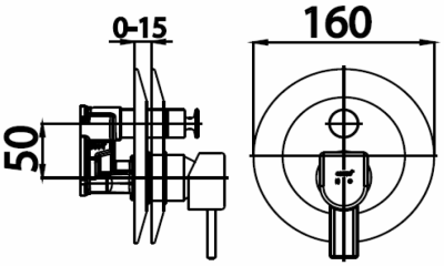 CT517A วาล์วผสมเปิด-ปิดน้ำแบบก้านโยก ชนิดฝังผนังแบบมี Divertor (ใช้กับCOTTO PROs) รุ่น ENRICO