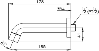 CT609 ตัวก๊อกลงอ่างอาบน้ำ 1/2 นิ้ว