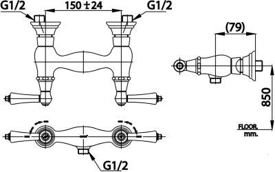 CT257C42 ก๊อกผสมยืนอาบ รุ่น GLAMIS