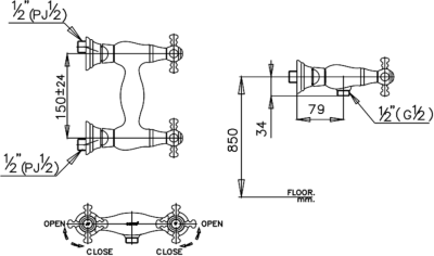 CT257C17ST ก๊อกผสมยืนอาบน้ำ รุ่น CLASSIC CRYSTAL