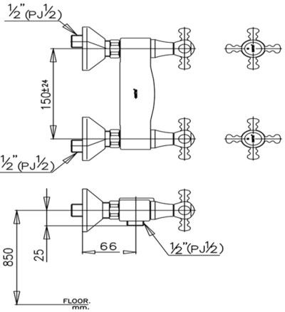 CT251C15 ก๊อกผสมยืนอาบน้ำ รุ่น MARINA