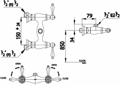 CT275C17 ก๊อกผสมยืนอาบน้ำ (เกลียวบน) รุ่น CLASSIC
