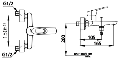 CT3002AE ก๊อกผสมลงอ่างอาบน้ำแบบก้านโยก รุ่น NEXT II