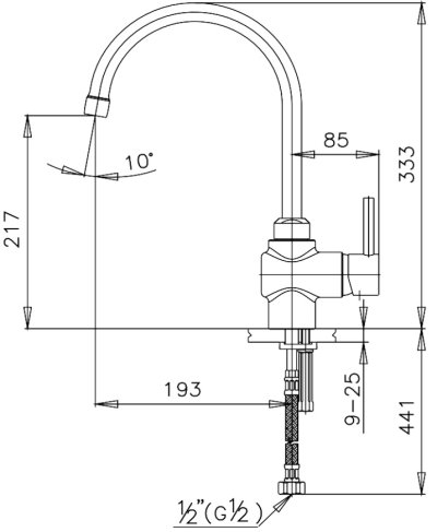 CT289A ก๊อกผสมอ่างซิงค์แบบก้านโยกพร้อมสายน้ำดี รุ่น ANTHONY
