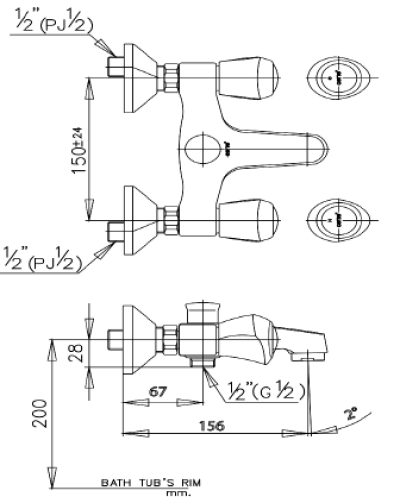 CT290C11 ก๊อกผสมอ่างอาบน้ำ รุ่น NEW CENTURY
