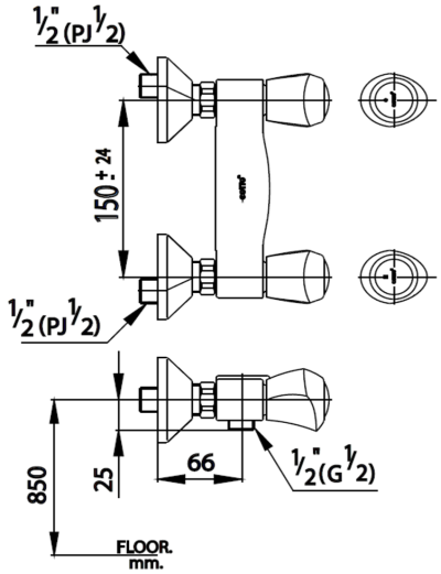 CT380C11 ก๊อกผสมยืนอาบน้ำ รุ่น NEW CENTURY