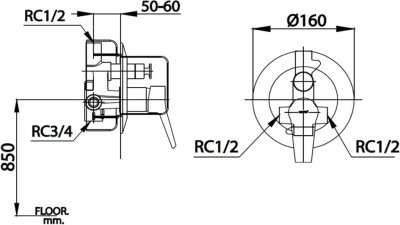 CT3009AEV วาล์วผสมเปิด-ปิดน้ำแบบก้านโยกชนิดฝังผนัง รุ่น NEXT III
