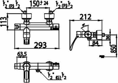 CT301A ก๊อกผสมยืนอาบน้ำแบบก้านโยกพร้อมวาล์วควบคุมอุณหภูมิ รุ่น ENNA