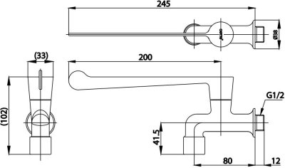 CT1151C37 ก๊อกเดี่ยวก้านปัดติดผนัง รุ่น TRUST