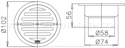 CT647Y1(HM) ตะแกรงกันกลิ่นสเตนเลสกลมเกลียว 2 นิ้ว (หน้าแปลน 4.9 นิ้ว)