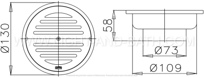CT647Y2(HM) ตะแกรงกันกลิ่นสเตนเลสกลมเกลียว 2.5 นิ้ว (หน้าแปลน 5.1 นิ้ว)