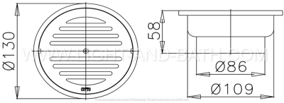 CT647Y3(HM) ตะแกรงกันกลิ่นสเตนเลสกลมเกลียว 3 นิ้ว (หน้าแปลน 5.1 นิ้ว)