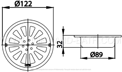 CT640Y3(HM) ตะแกรงกันกลิ่นสเตนเลสกลมติดตั้งกับท่อพีวีซีขนาด 3.5 นิ้ว (หน้าแปลน 4.8 นิ้ว)