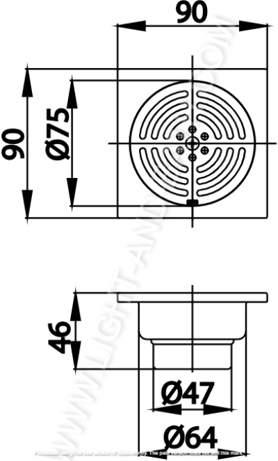 CT646Y1(HM) ตะแกรงกันกลิ่นสเตนเลสกลมเกลียว 1.5 นิ้ว (หน้าแปลน 3.5 นิ้ว)