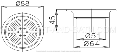 CT640Y1PW(HM) ตะแกรงน้ำทิ้งสเตนเลสกลมติดตั้งกับท่อพีวีซีขนาด 2 นิ้ว (หน้าแปลน 3.5 นิ้ว)