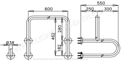 CT794 ราวทรงตัวสำหรับโถปัสสาวะชายขนาด 40X60X55 ผิว HAIRLINE