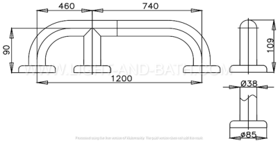 CT790(120CM) ราวทรงตัวยาว 120 ซม.ผิว HAIRLINE