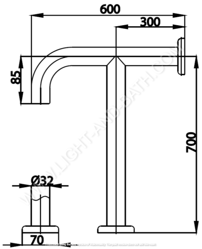 CT753(HM) ราวทรงตัวรูปตัวทีขนาด 70x55 ซม.