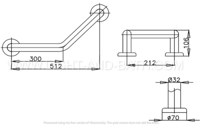 CT752(HM) ราวทรงตัวรูปตัววีขนาด 30x30 ซม.