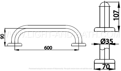 CT7501L60(HM) ราวทรงตัวยาว 60 ซม.