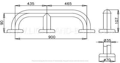 CT7501L90(HM) ราวทรงตัวยาว 90 ซม.
