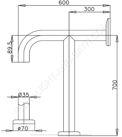 CT7504(HM) ราวทรงตัวรูปตัวทีขนาด 70x60 ซม.
