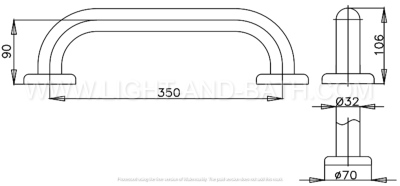 CT750L35#SA(HM) ราวทรงตัวยาว 35 ซม.ผิว HAIRLINE