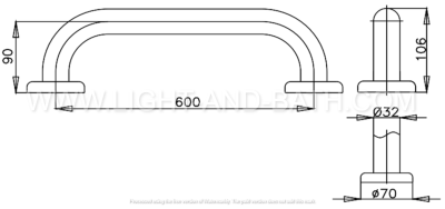 CT750L60#SA(HM) ราวทรงตัวยาว 60 ซม.ผิว HAIRLINE
