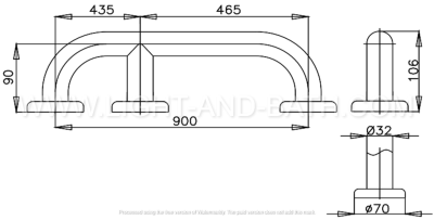CT750L90#SA(HM) ราวทรงตัวยาว 90 ซม.ผิว HAIRLINE