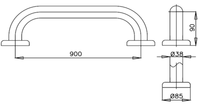 CT790(90CM) ราวทรงตัวยาว 90 ซม.ผิว HAIRLINE