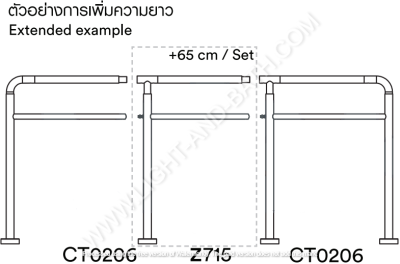 CT0206 ราวทรงตัวยึดพื้นขนาด 145 ซม. รุ่น NATURA SCAPE