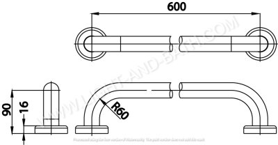 CT0191#DG ราวจับทรงตัว ขนาด 60 ซม. สีเทาเข้ม รุ่น SOFT