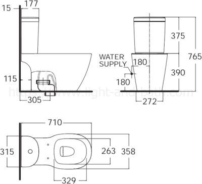 TF-2705-WT-0 (CL27055-6DACTST) สุขภัณฑ์ แบบสองชิ้น 3/4.5 ลิตร รุ่น CONCEPT D-SHAPE