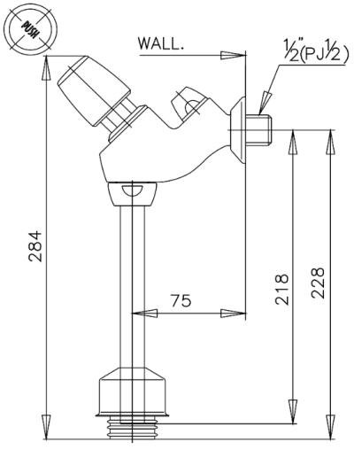 CT474N(P)(HM) ฟลัชวาล์วโถปัสสาวะชายชนิดกด (ระยะติดตั้ง 75 มม.)